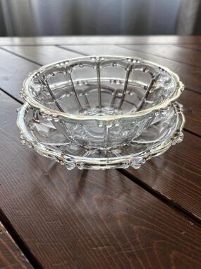 KIG Indonesia “Oyster and Pearl” Pressed Glass Bowl and Dish Set